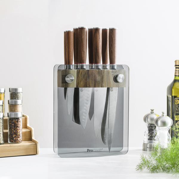 Quality knife set in a bright kitchen setting